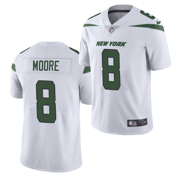 Men's New York Jets #8 Elijah Moore 2021 White Vapor Untouchable Limited Stitched Jersey